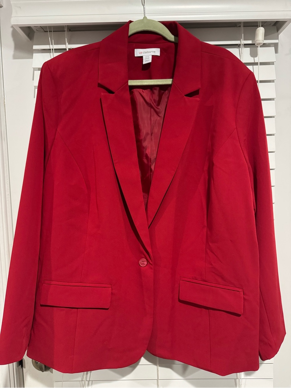 Liz Claiborne Red Blazer Jacket 24W Wrinkle Free Career Office Chic